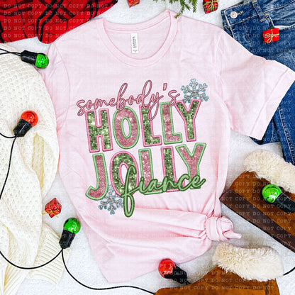 Holly Jolly Christmas Names Faux Sequin Faux Embroidery - PNG File- Digital Download