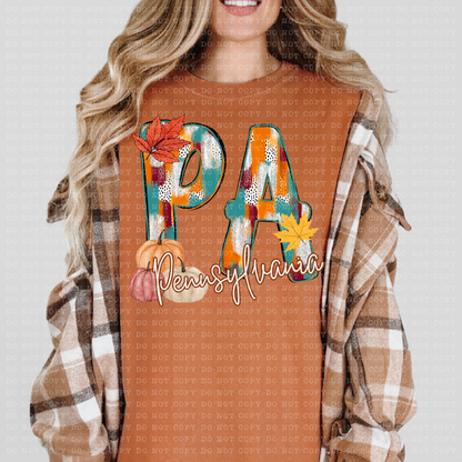 Pennsylvania Fall Dottie State Design- PNG File- Digital Download