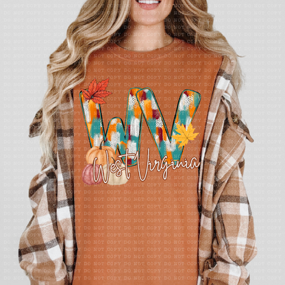 West Virginia Fall Dottie State Design- PNG File- Digital Download