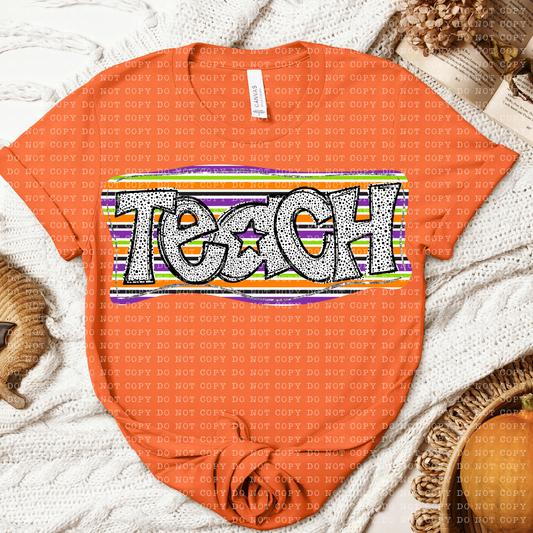 Teach Halloween Dottie Design- PNG File- Digital Download