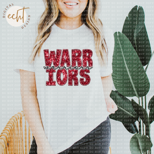 Warriors Faux Sequin/ Embroidery - PNG File- Digital Download