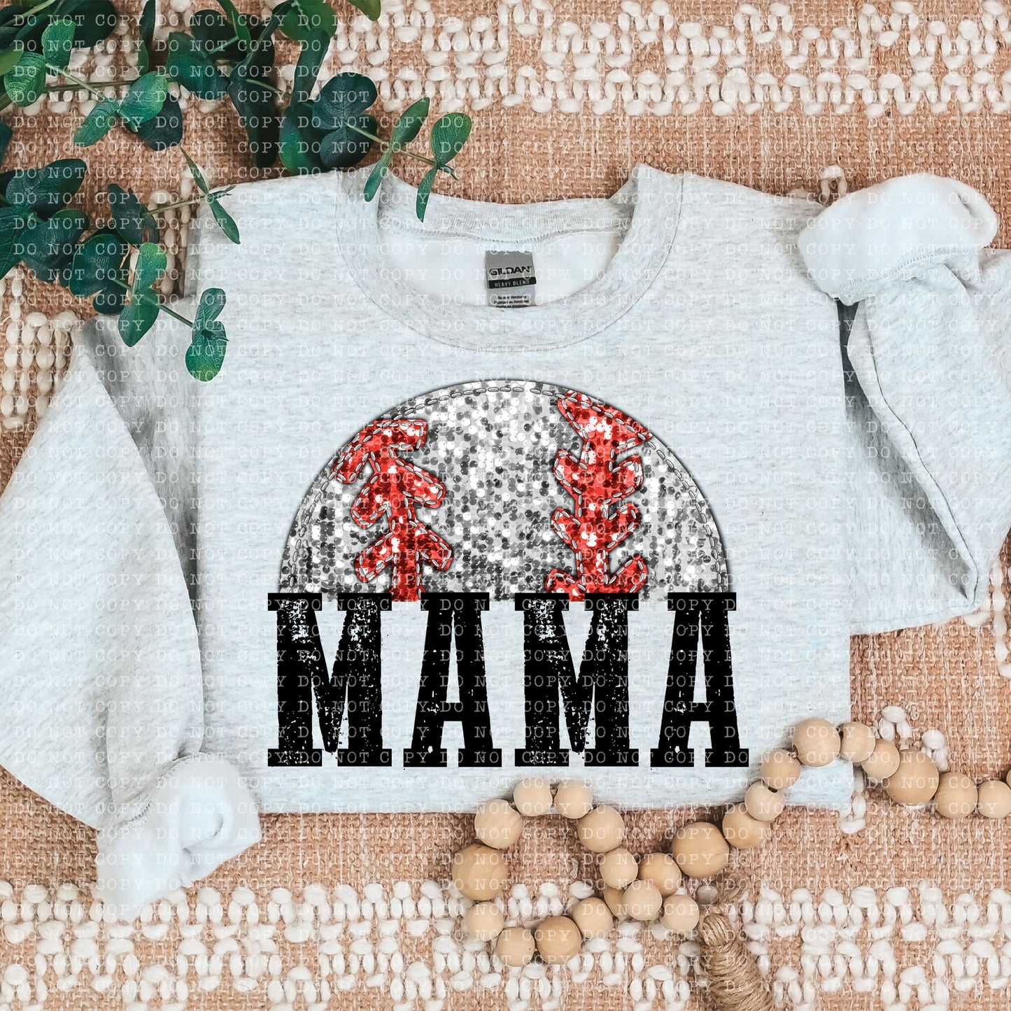 BASEBALL MAMA FAUX EMBROIDERY FAUX SEQUIN- PNG File- Digital Download