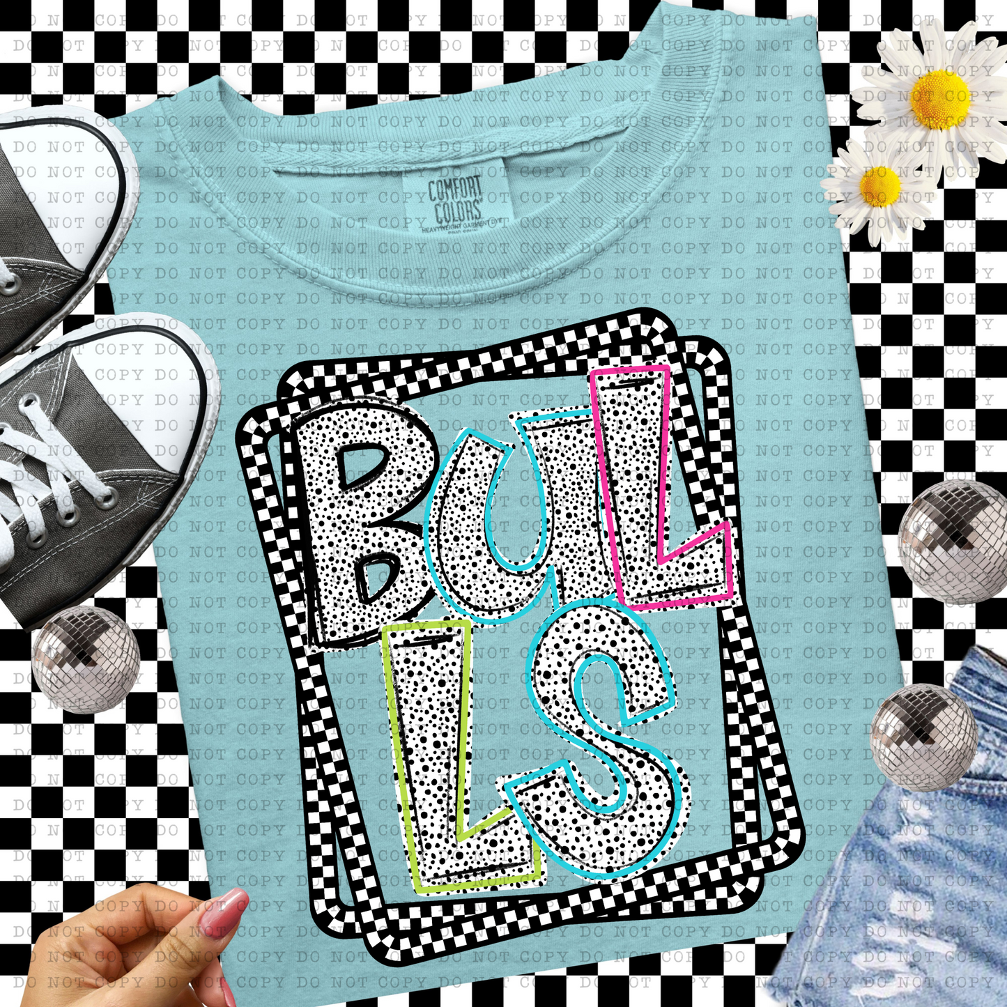 Bulls Dalmatian Dot Team Design- PNG File- Digital Download