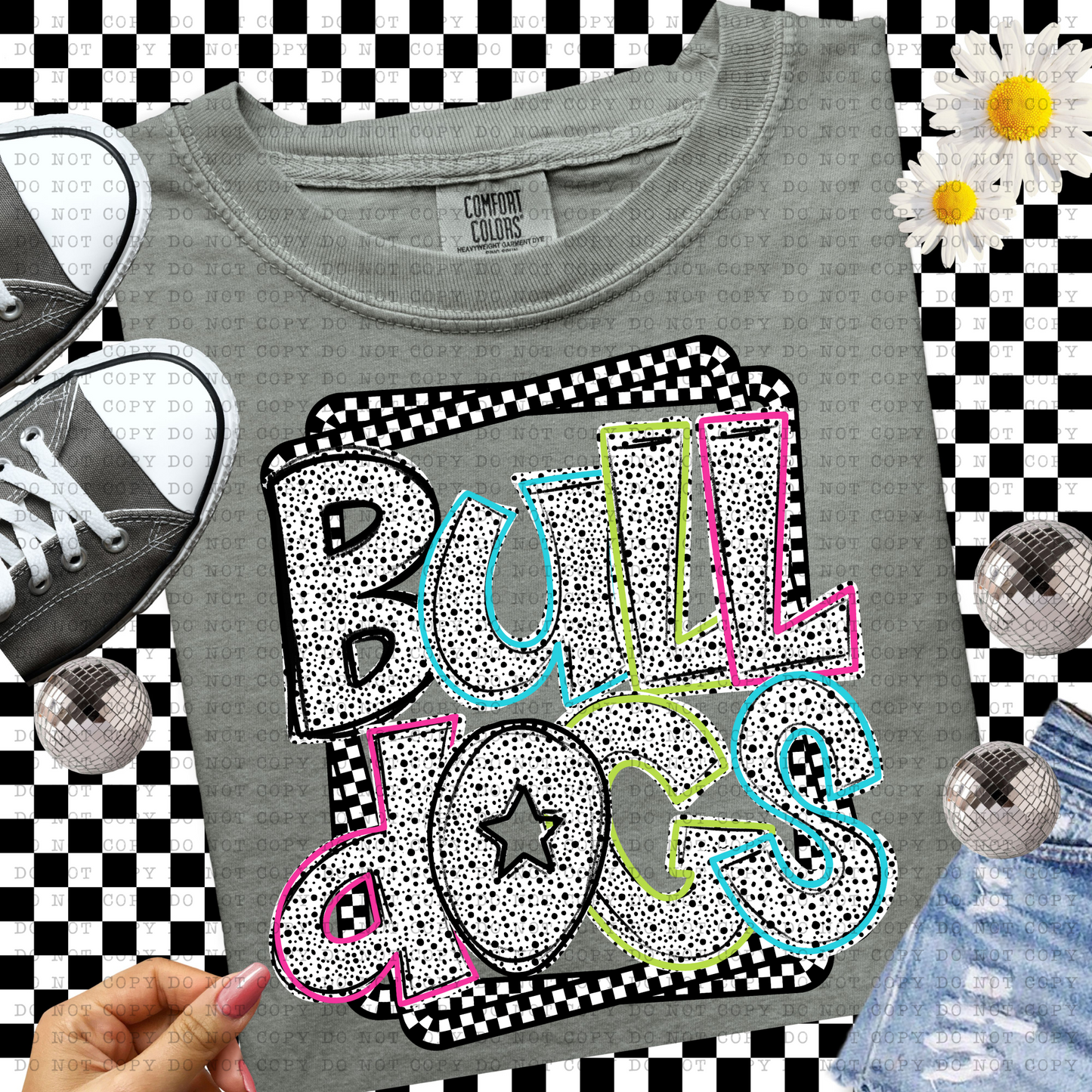 Bulldogs Dalmatian Dot Team Design- PNG File- Digital Download