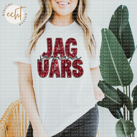 Jaguars Faux Sequin/ Embroidery - PNG File- Digital Download