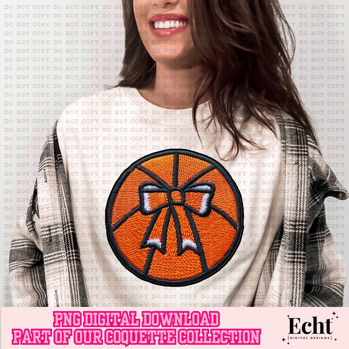 BASKETBALL COQUETTE EMBROIDERED PATCH-PNG File- Digital Download