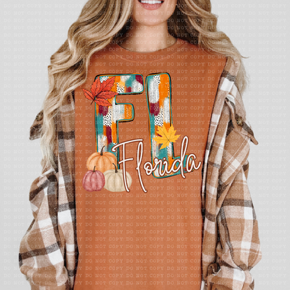 Florida Fall Dottie State Design- PNG File- Digital Download