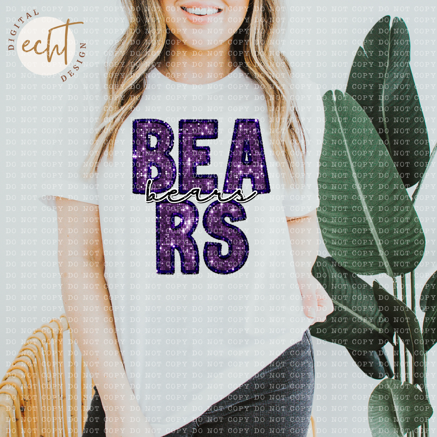 Bears Faux Sequin/ Embroidery - PNG File- Digital Download