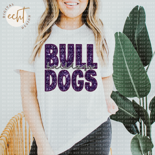 Bulldogs Faux Sequin/ Embroidery - PNG File- Digital Download