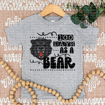 100 DAYS AS A BEAR BLACK - PNG File- Digital Download