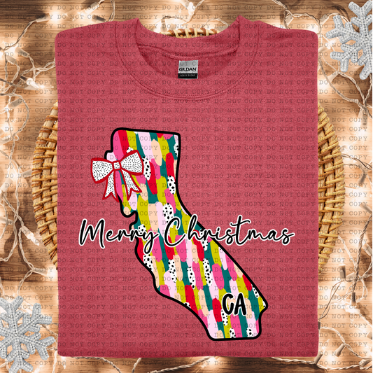 California Messy Paint State Christmas Digital Design- PNG File- Digital Download