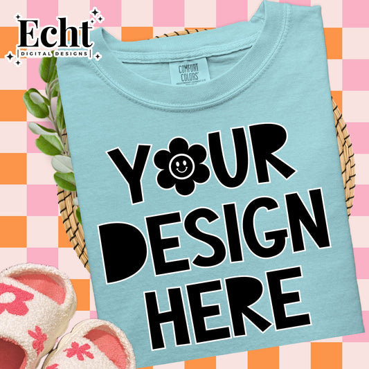 CHALKY MINT-CC 1717 TSHIRT MOCKUP- PINK ORANGE CHECKERED