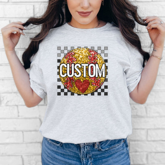 CUSTOM CHECKERED SPARKLE SOFTBALL PNG DESIGN- Digital Download TAT 1-3 DAYS