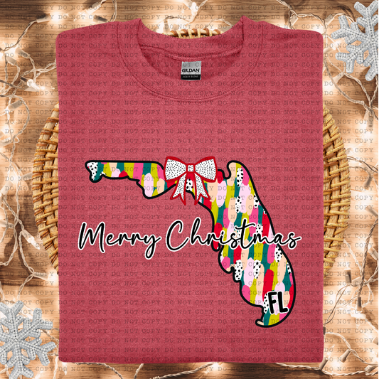 Florida Messy Paint State Christmas Digital Design- PNG File- Digital Download