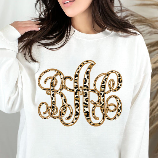 Glitter Leopard Vine Monogram Set - Digital Download