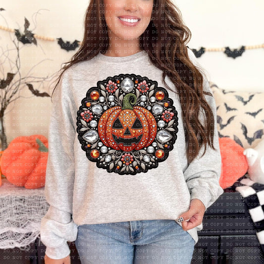 Floral Rhinestone Pumpkin- PNG File- Digital Download