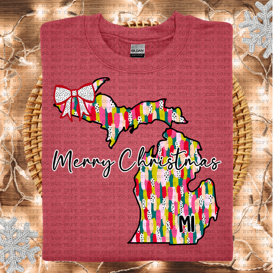 Michigan Messy Paint State Christmas Digital Design- PNG File- Digital Download