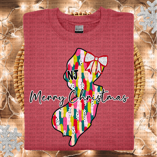 New Jersey Messy Paint State Christmas Digital Design- PNG File- Digital Download