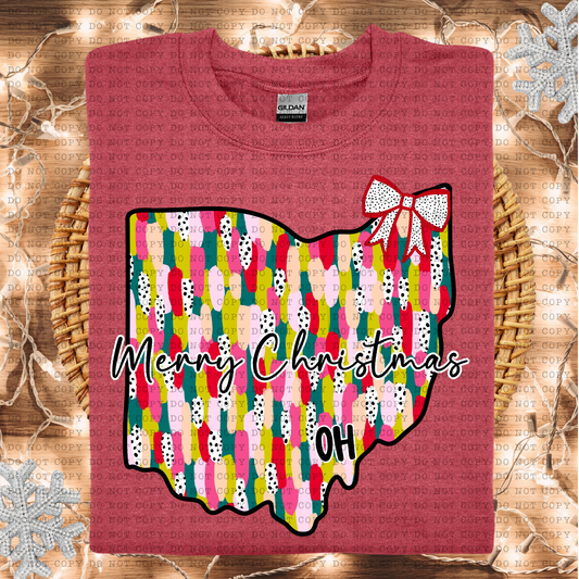 Ohio Messy Paint State Christmas Digital Design- PNG File- Digital Download