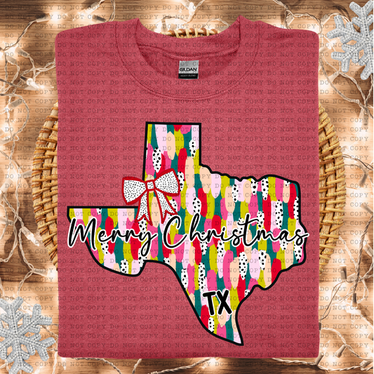 Texas Messy Paint State Christmas Digital Design- PNG File- Digital Download