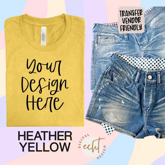 Bella Canvas Heather Yellow 3001 CVC Mockup