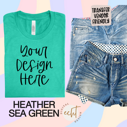 Bella Canvas Heather Sea Green 3001 CVC Mockup