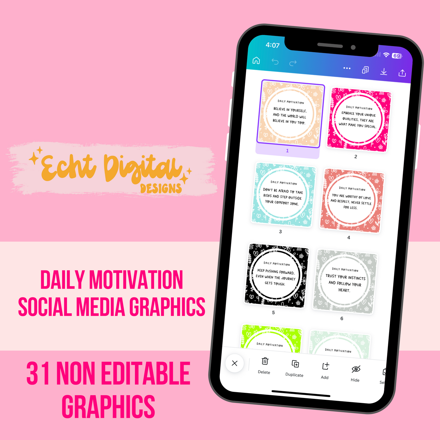 DAILY MOTIVATION NON EDITABLE Social Media Graphics Set