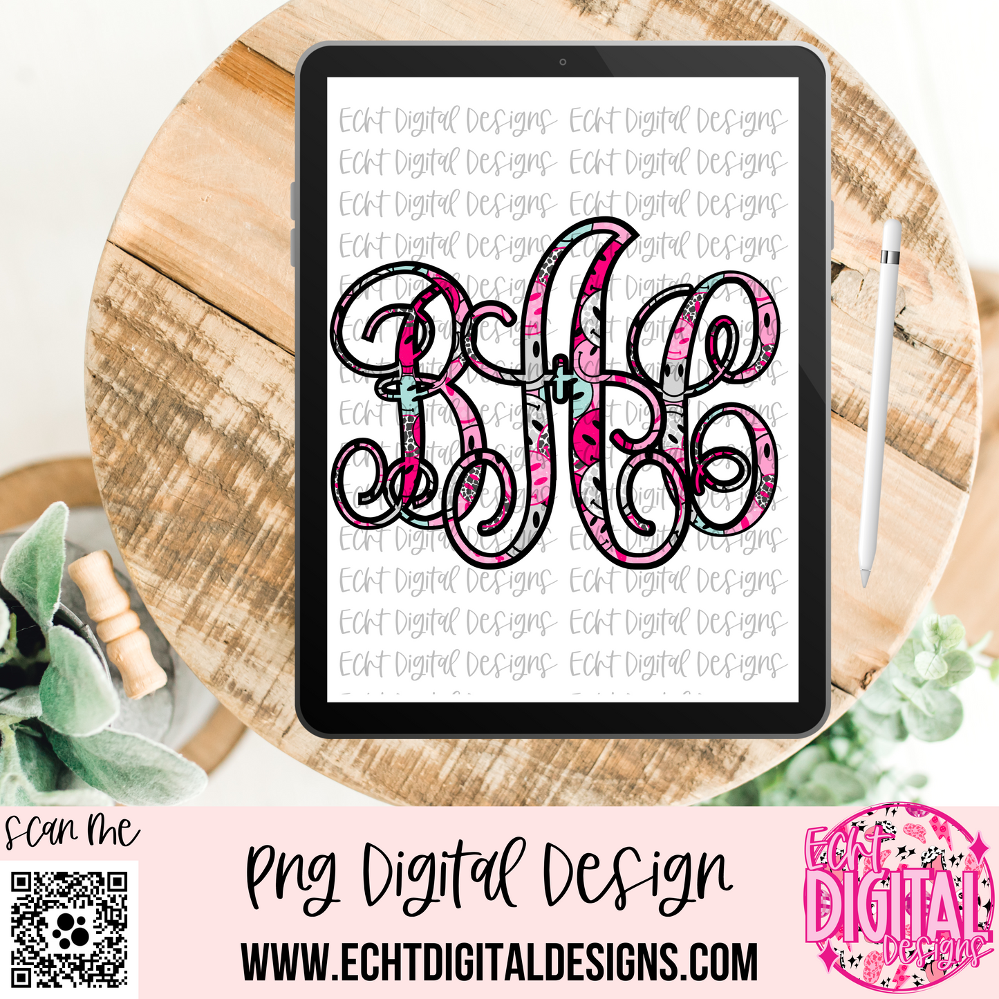 Happy Vine Monogram Set PNG Digital Download