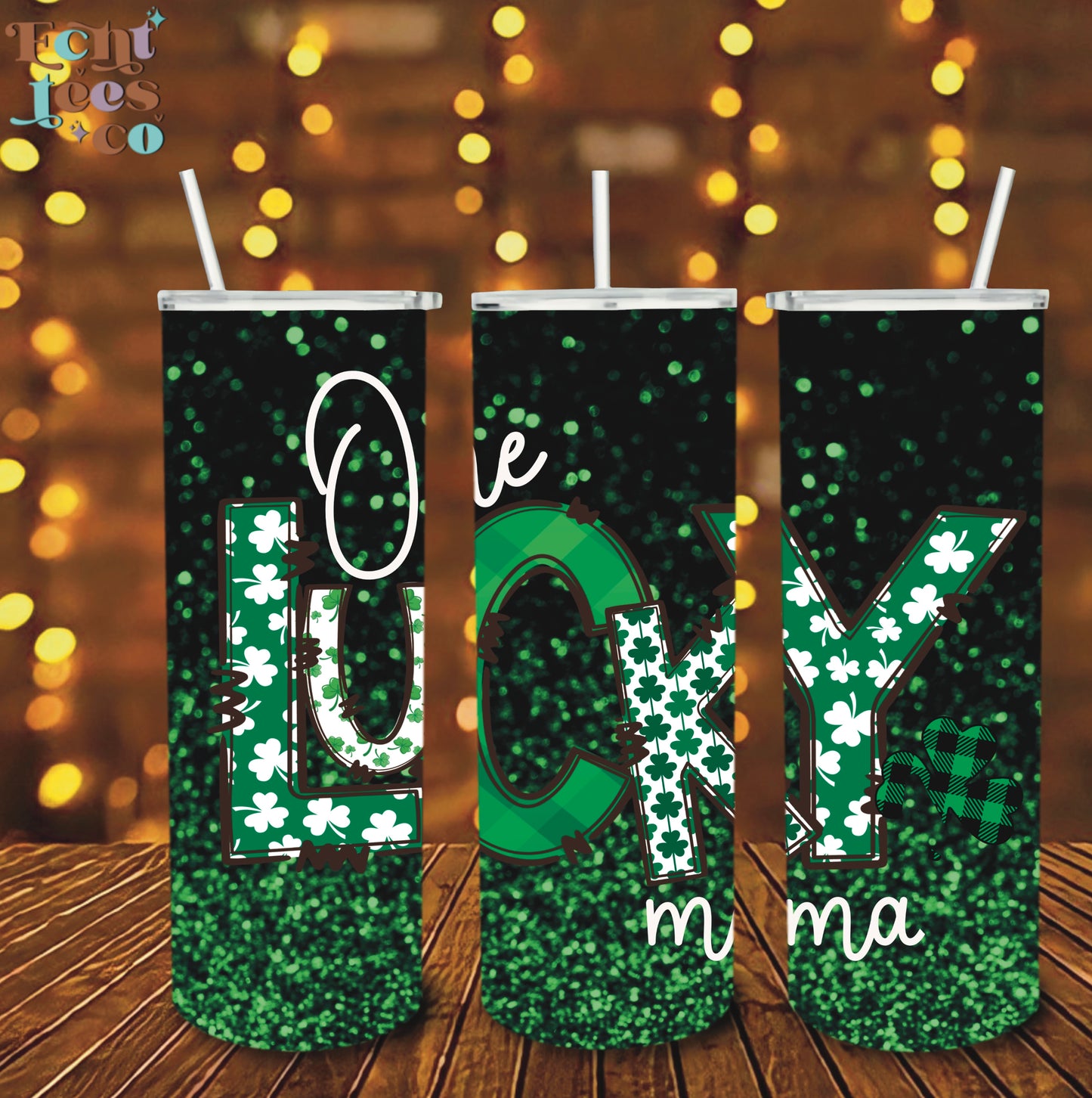 One Lucky Mama Tumbler PNG Digital Download