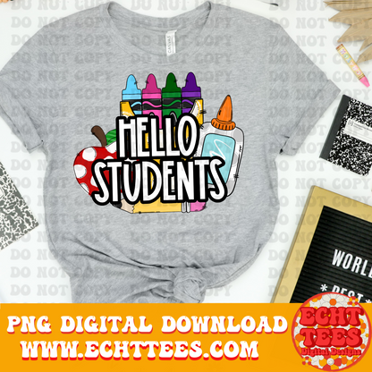 Hello students PNG Digital Download