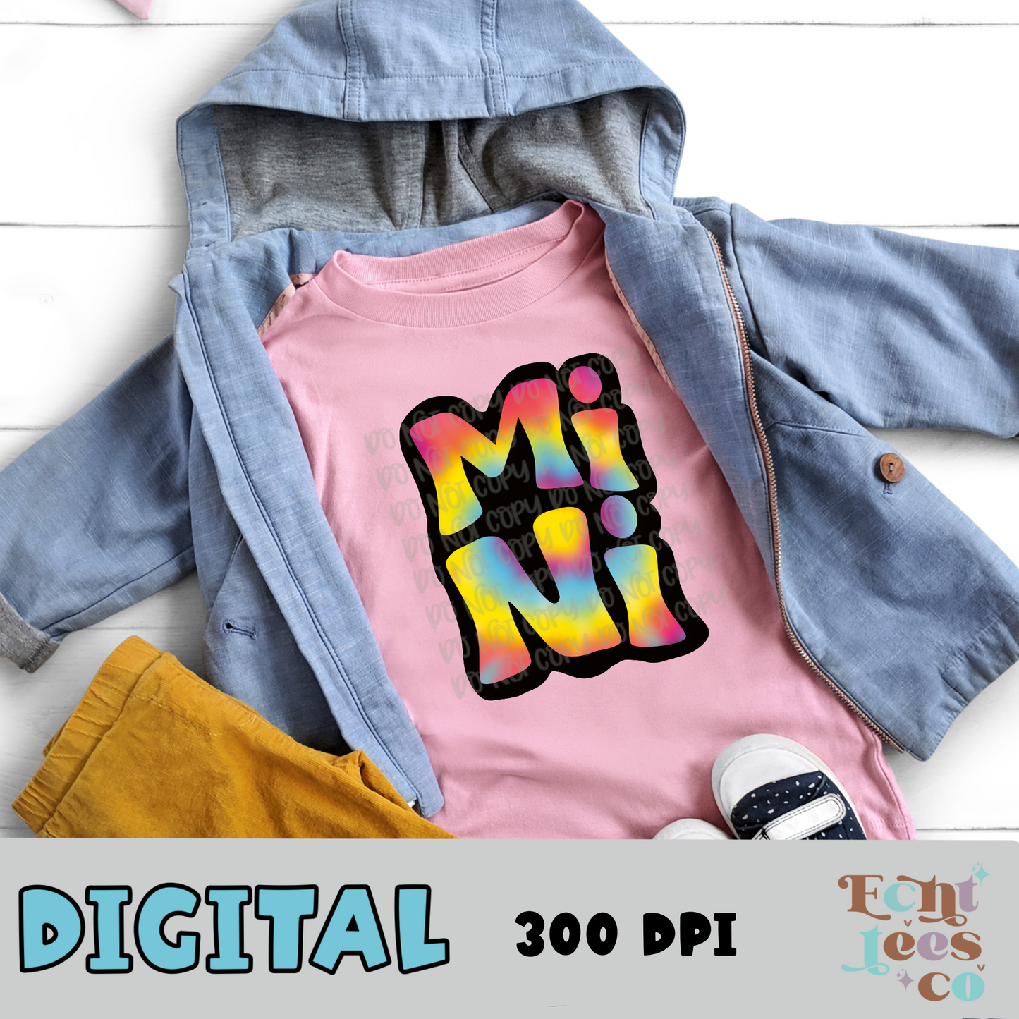 Mini retro tie dye PNG Digital Download