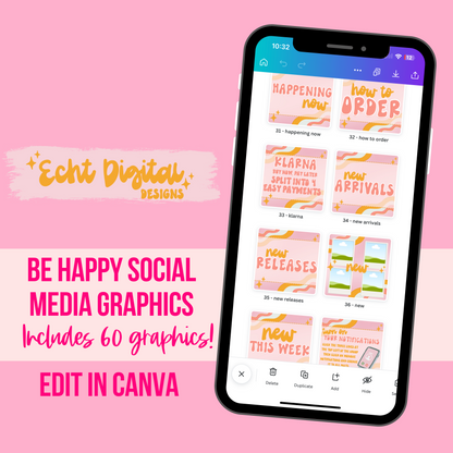 Be Happy Social Media Graphics Set