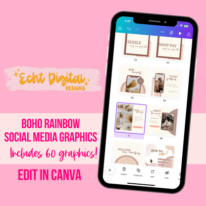 Boho Rainbow Social Media Graphics Set