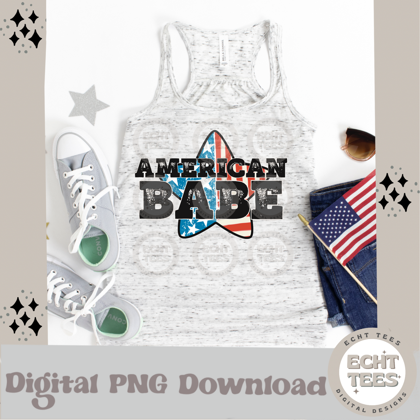 American Babe PNG Digital Download