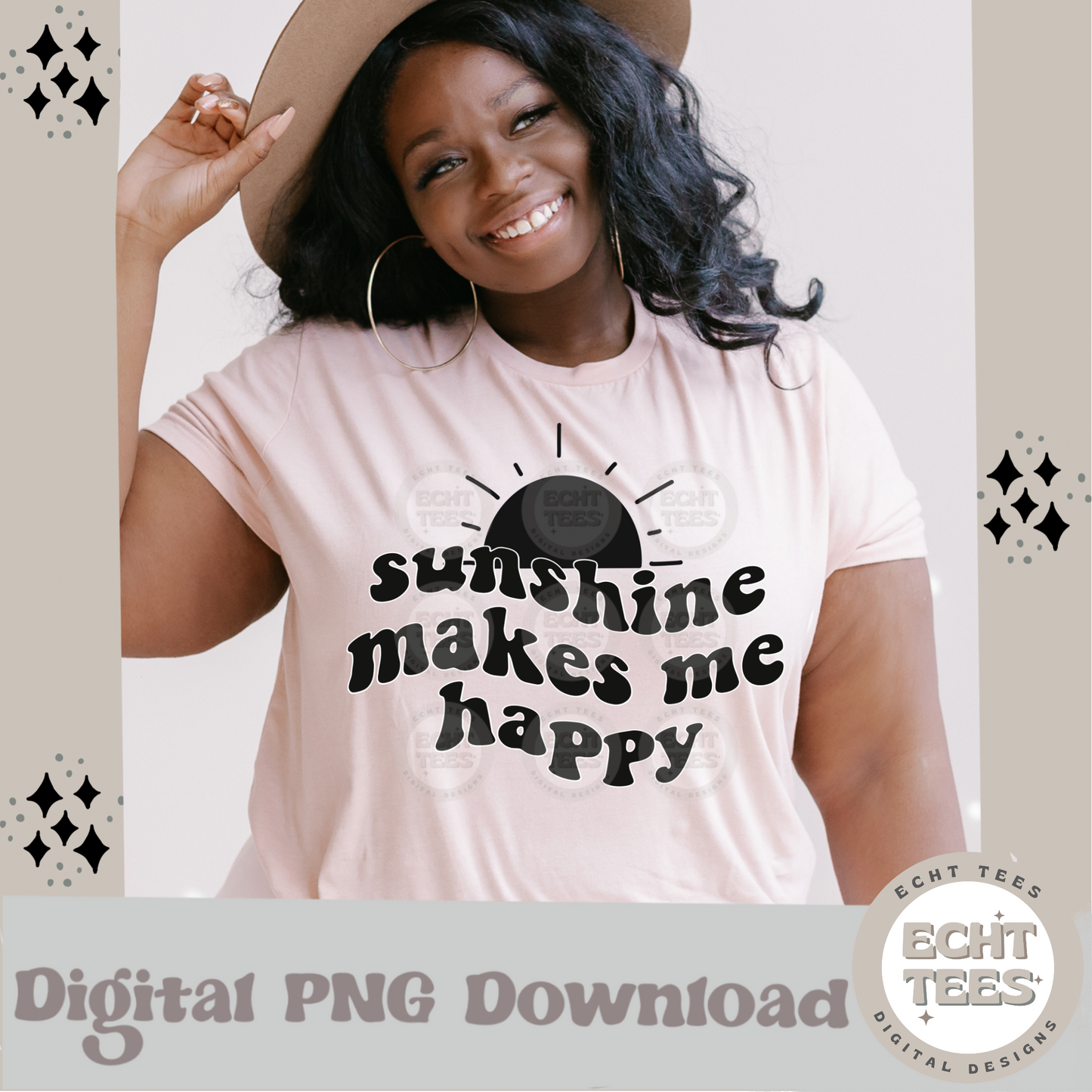 Sunshine makes me happy PNG Digital Download