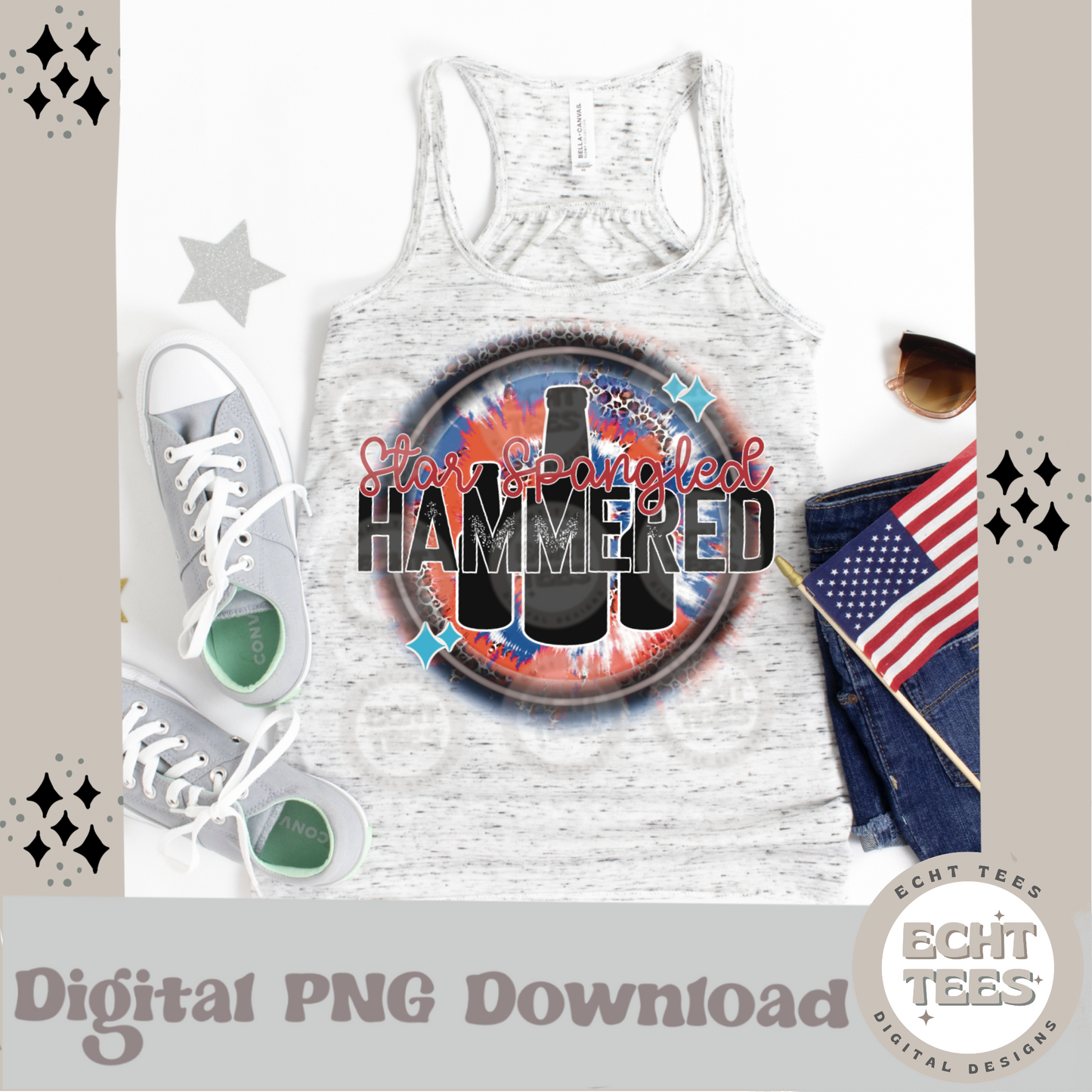 Star Spangled Hammered PNG Digital Download