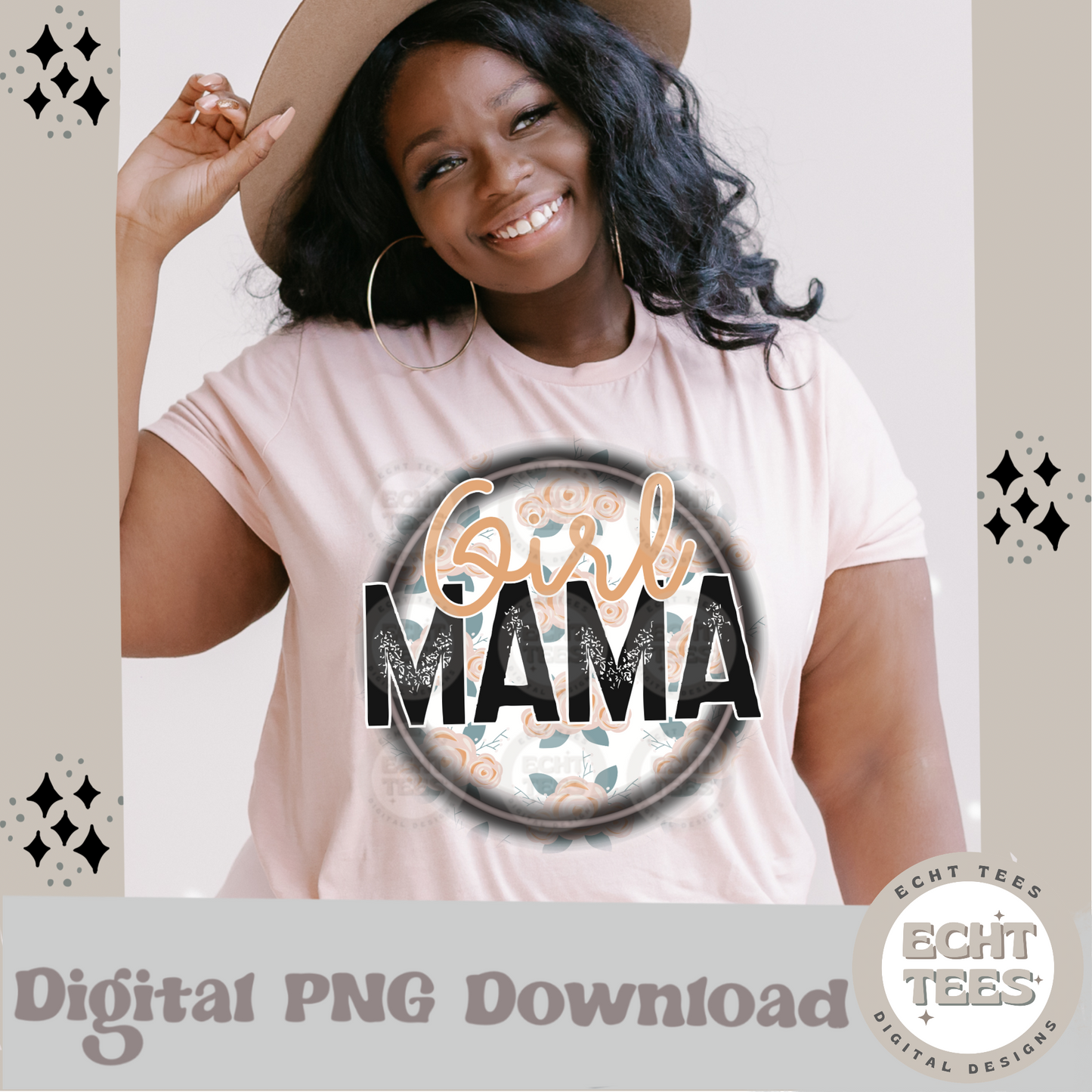 Girl Mama Orange PNG Digital Download